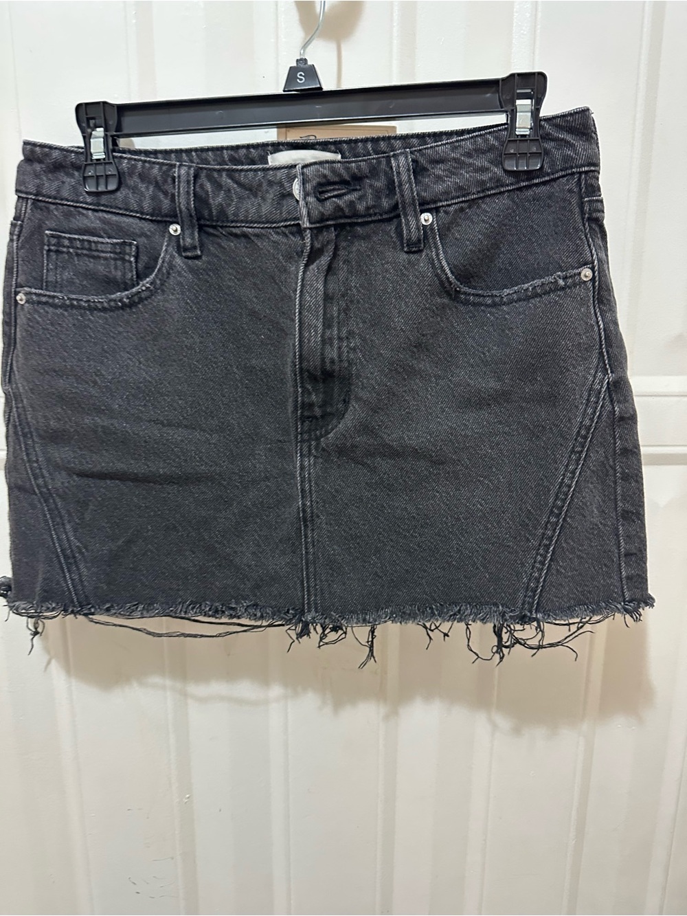 PacSun Black Frayed Hem Denim Mini Skirt